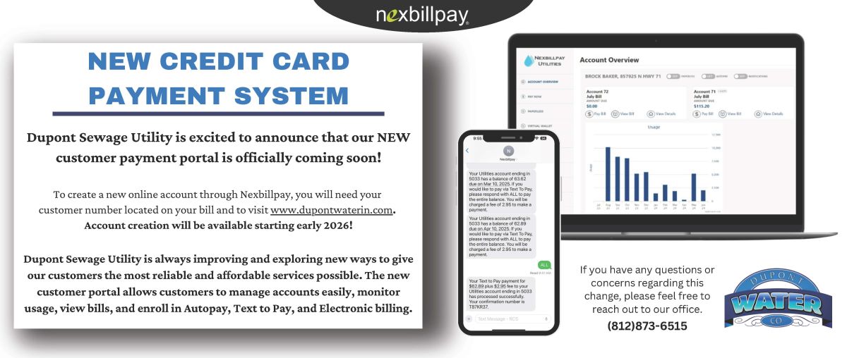 Dupont Sewer Payment Coming Soon